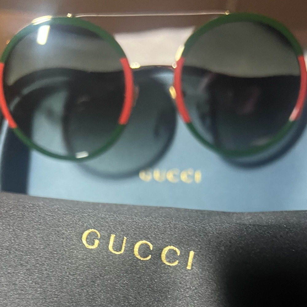 Gucci Women's Sunglasses - Green and Red Accents